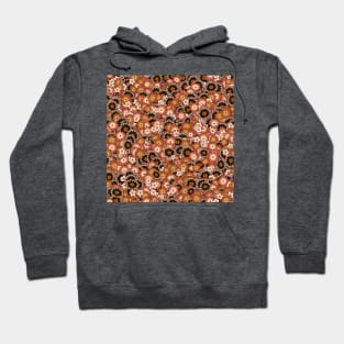 Autumn Color Floral Wallpaper Pattern in Brown, Rust, Cream, and Black Hoodie